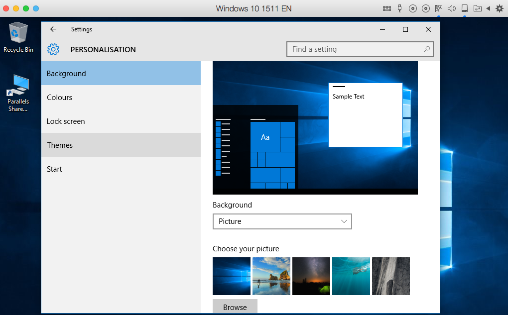 Windows 10 System Settings - Background